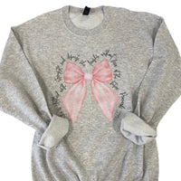 Proverbs Pink Bow Crewneck Sweatshirt