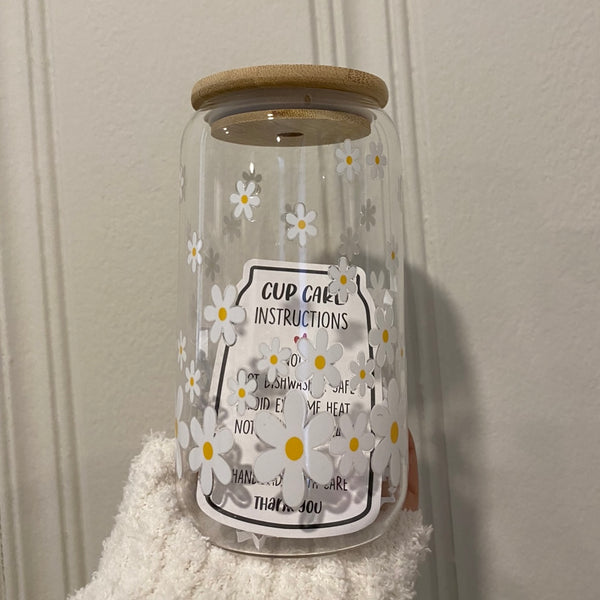 Simple Daisies Glass Tumbler Cup