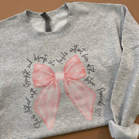 Proverbs Pink Bow Crewneck Sweatshirt