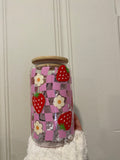 Strawberry Checkered Glass Tumbler Cup