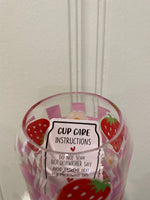 Strawberry Checkered Glass Tumbler Cup