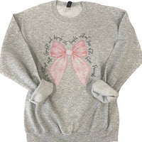 Proverbs Pink Bow Crewneck Sweatshirt