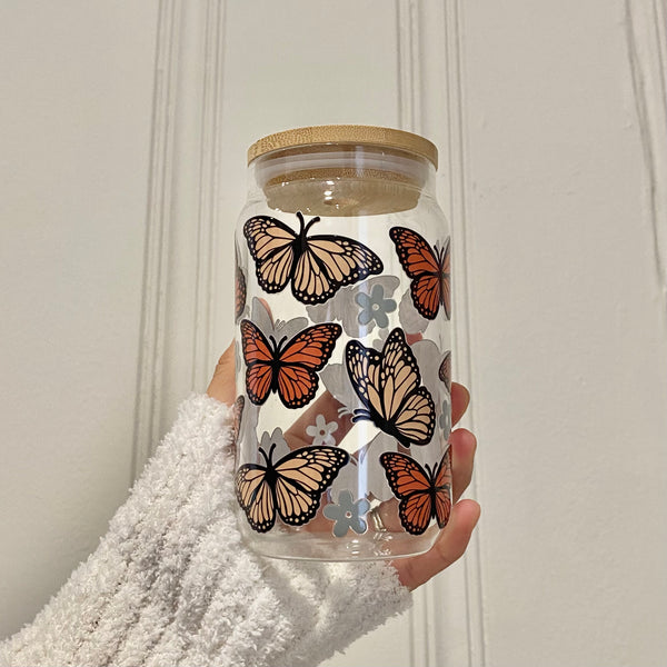 Boho Butterflies Glass Tumbler