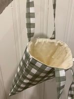 Sage Green Checkered Tote Bag, Neutral Tote Bag, Olive Shoulder Bag