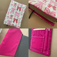 Bible Cover Sleeve, Handmade Pink Bows